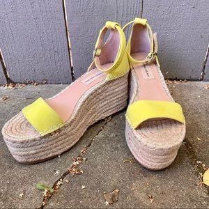 Antonio Melani Lemon Yellow Wedges w/ Ankle Strap